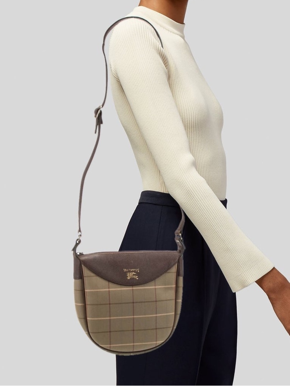 BURBERRYS OF LONDON Vintage Nova Check Saddle Crossbody Bag - Brown Leather VTG